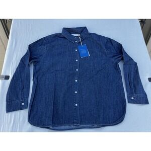 Minimum Shirt Women's Fern Button-up Blouse Shirt 4147‎ Blue Size 40 (L)